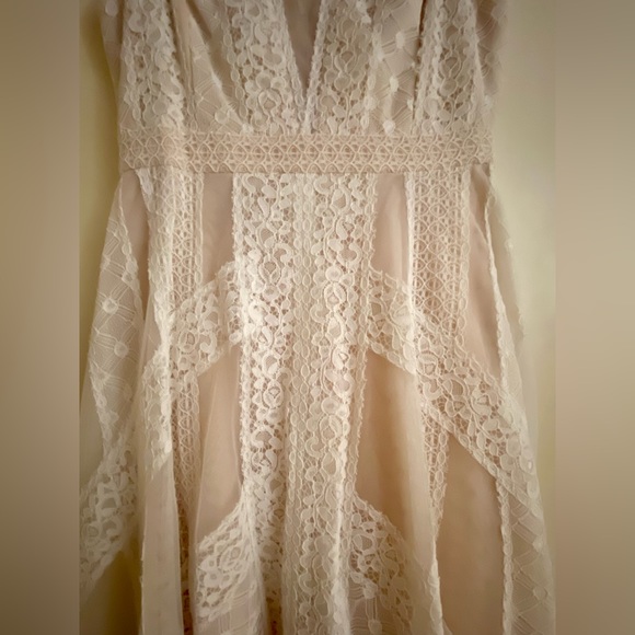 NWT BCBGMAXAZRIA Andi Asymmetric Lace & Tulle Maxi Dress size 0 - Picture 7 of 7